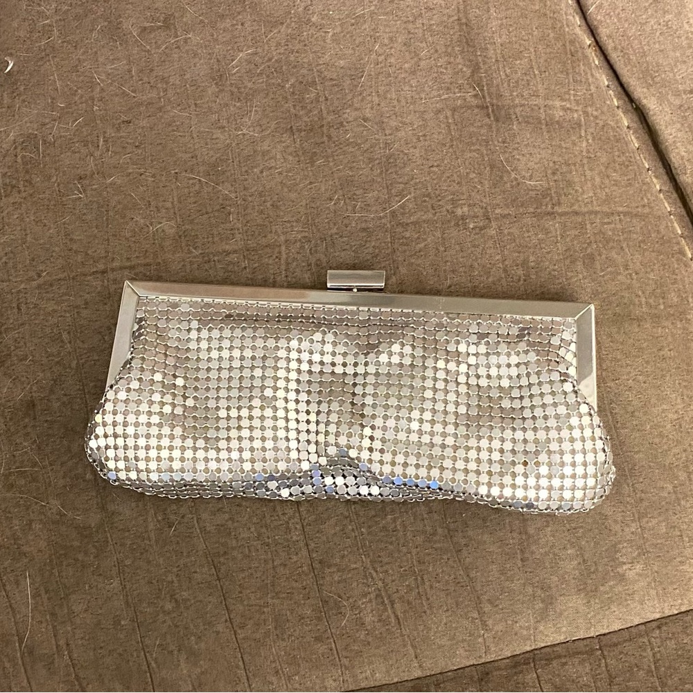 PaylessShoe Silver Metal Mesh Clutch Handbag